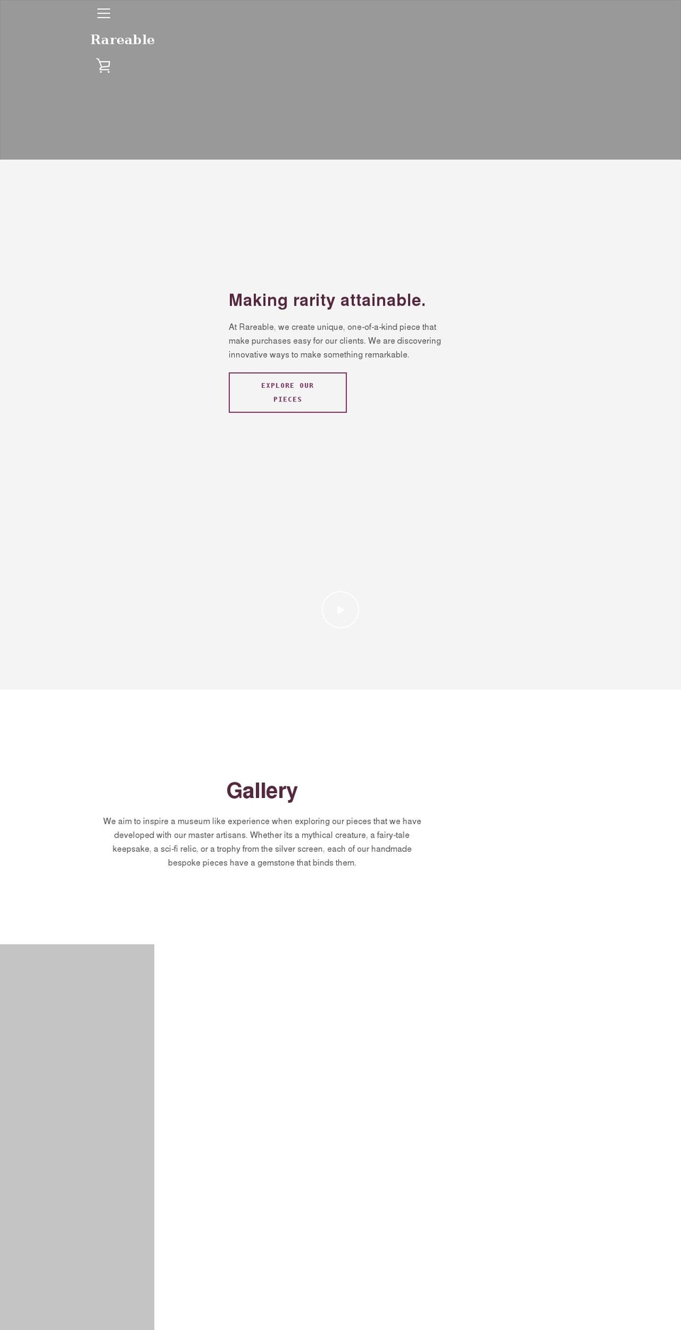 rareable.com shopify website screenshot