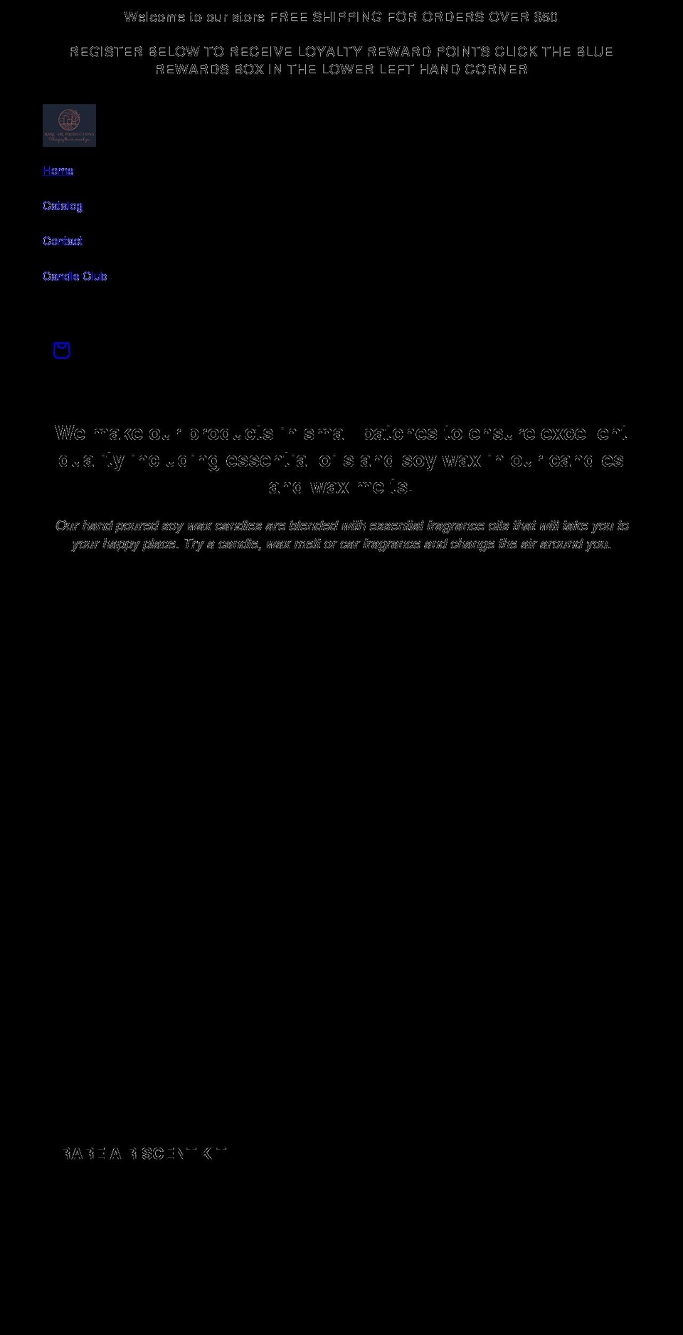 rareairproductions.com shopify website screenshot
