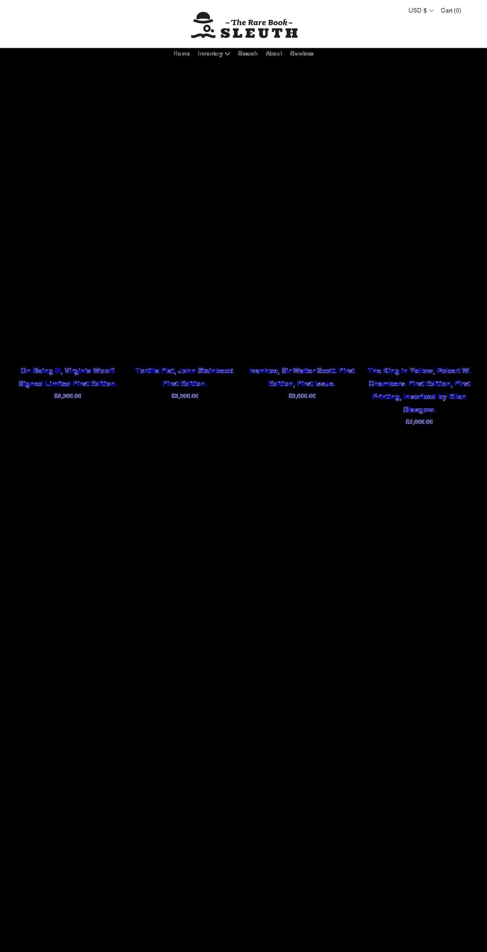 rarebooksleuth.com shopify website screenshot