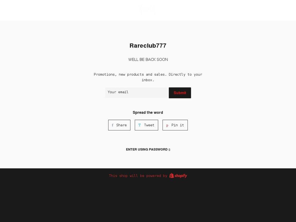 rareclub777.com shopify website screenshot