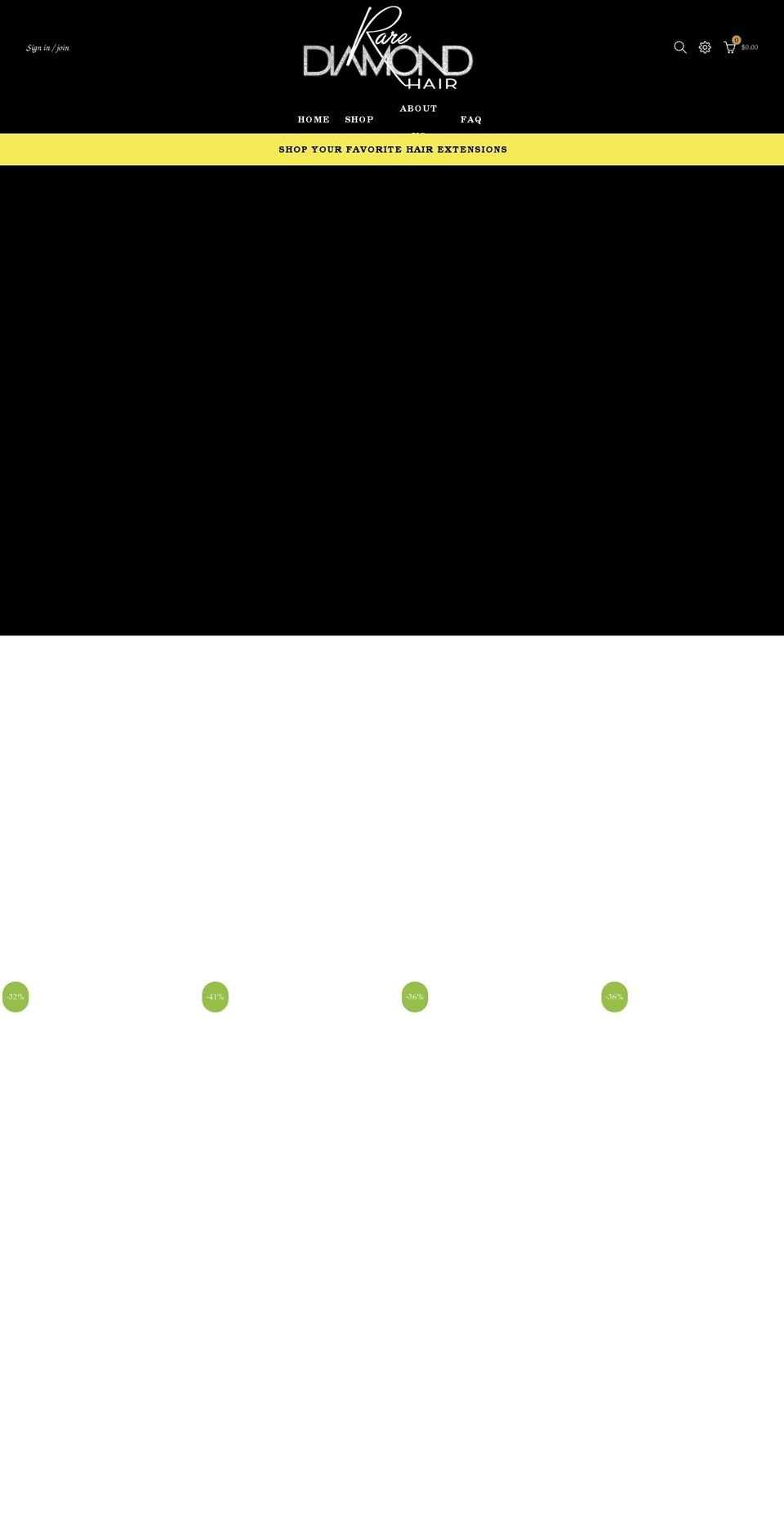 B wide anim v Shopify theme site example rarediamondhair.com