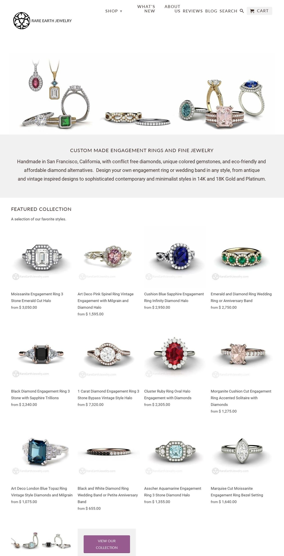 rareearthjewellery.com shopify website screenshot