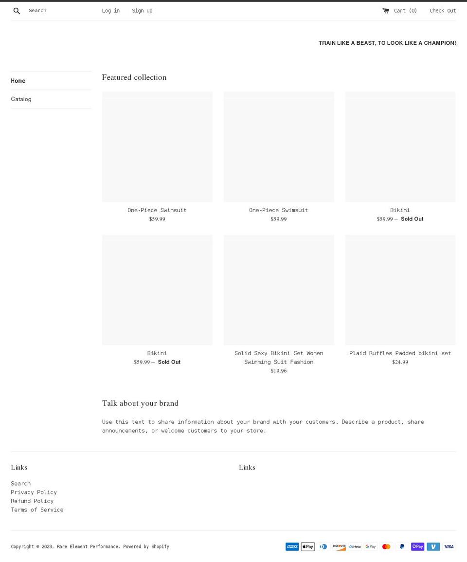 rareelementperformance.com shopify website screenshot