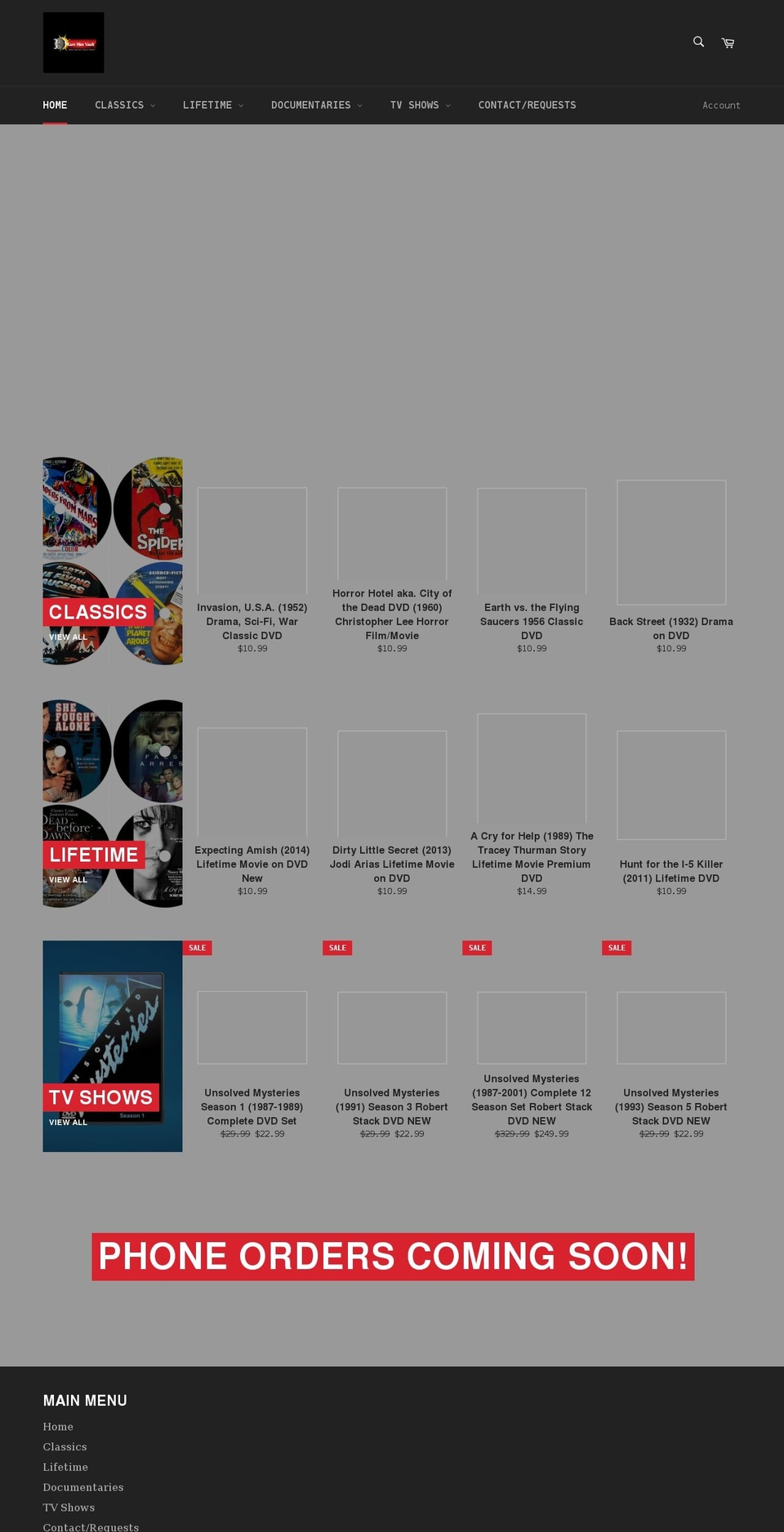 rarefilmvault.com shopify website screenshot