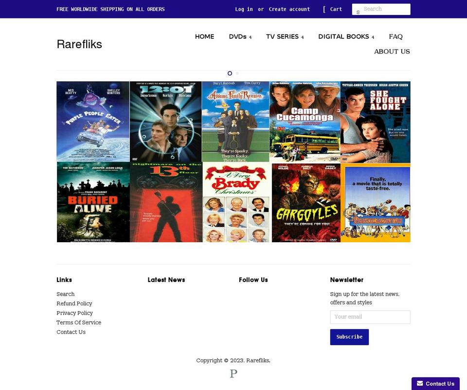 rarefliks.com — Shopify storefront screenshot