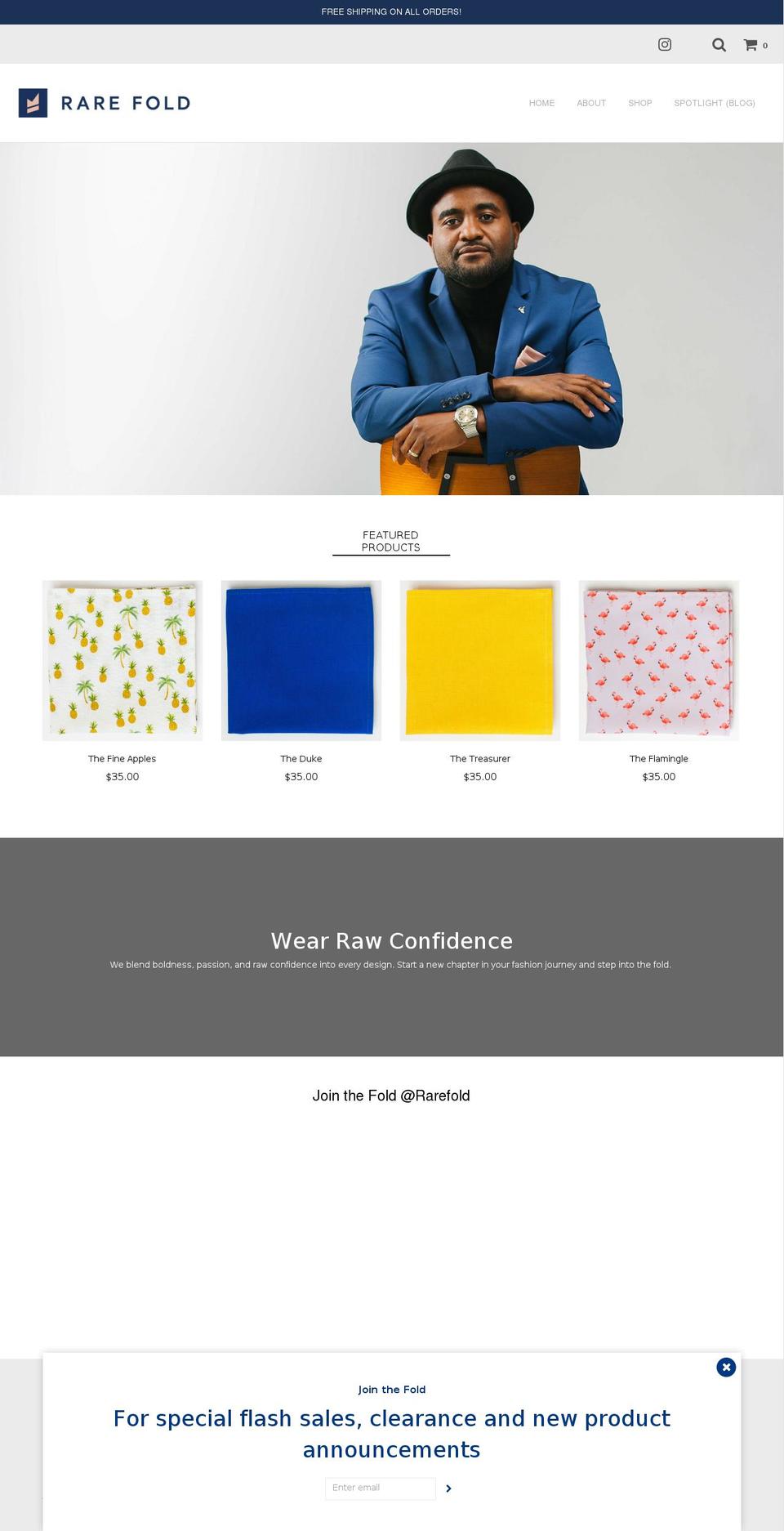 rarefold.com — Shopify storefront screenshot