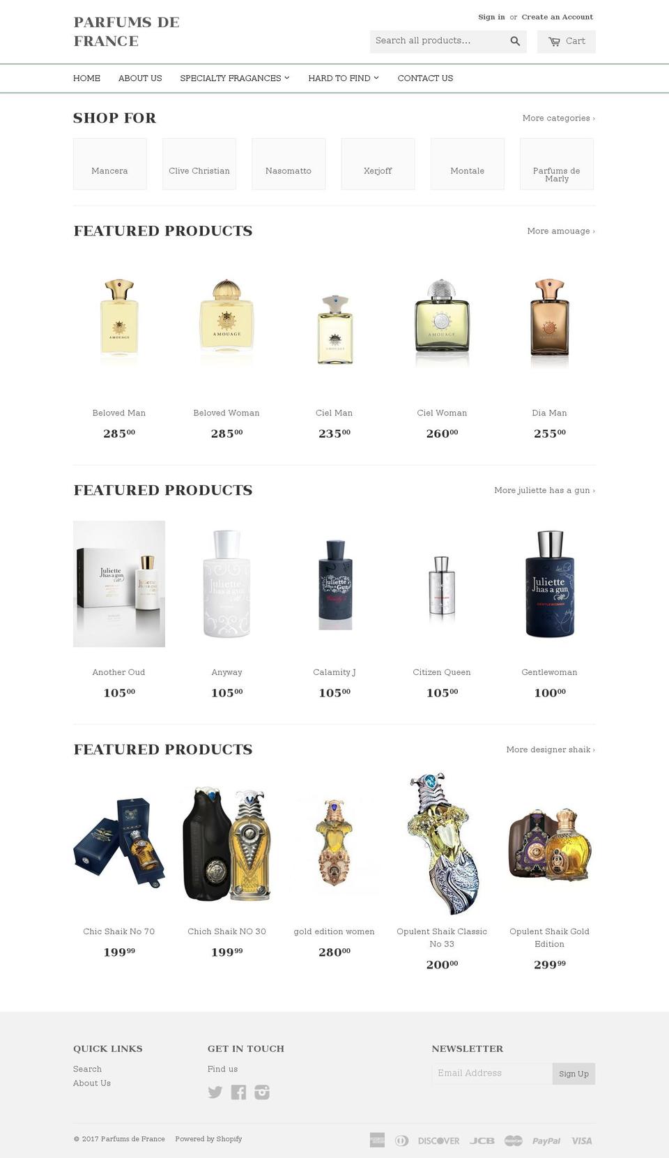 rarefragrances.com shopify website screenshot