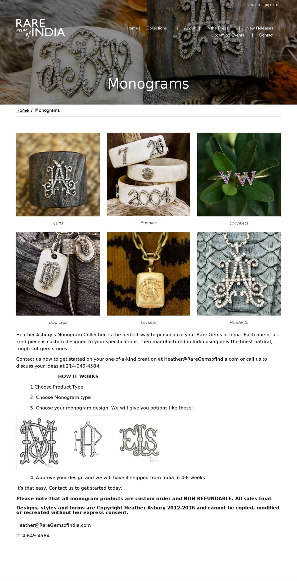 raregemsmonogram.com shopify website screenshot