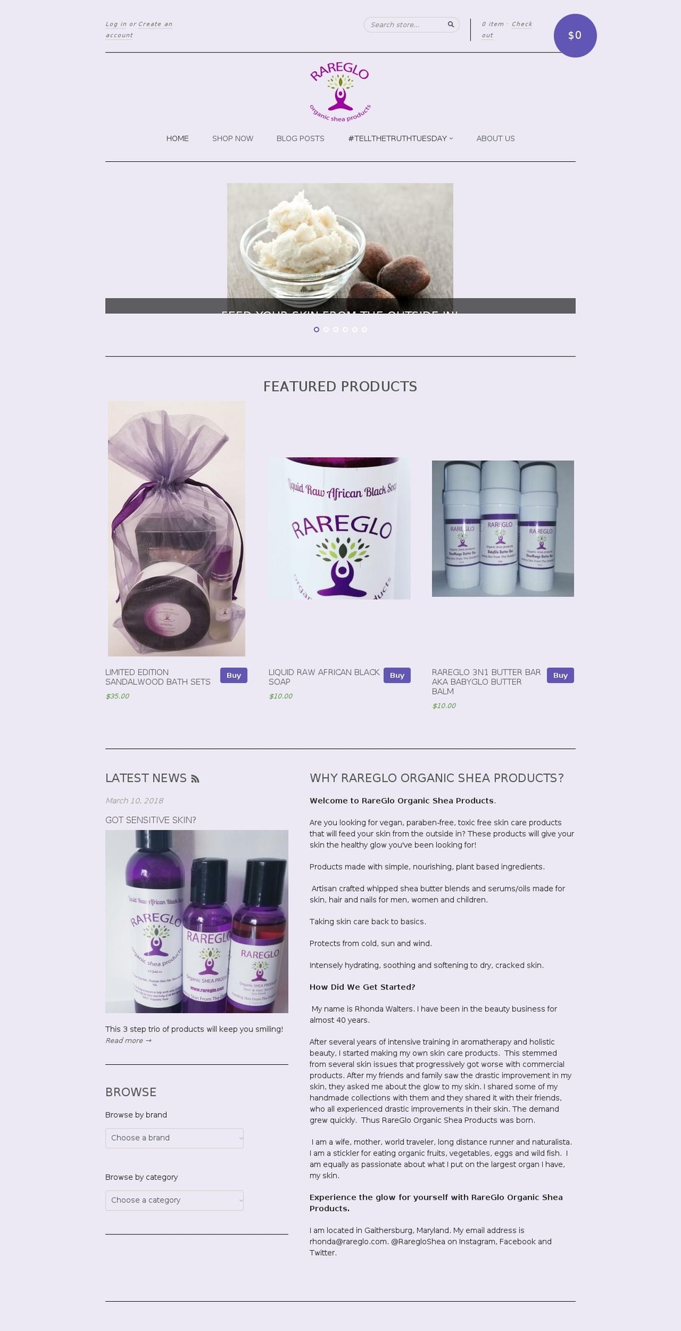rareglo.com — Shopify storefront screenshot
