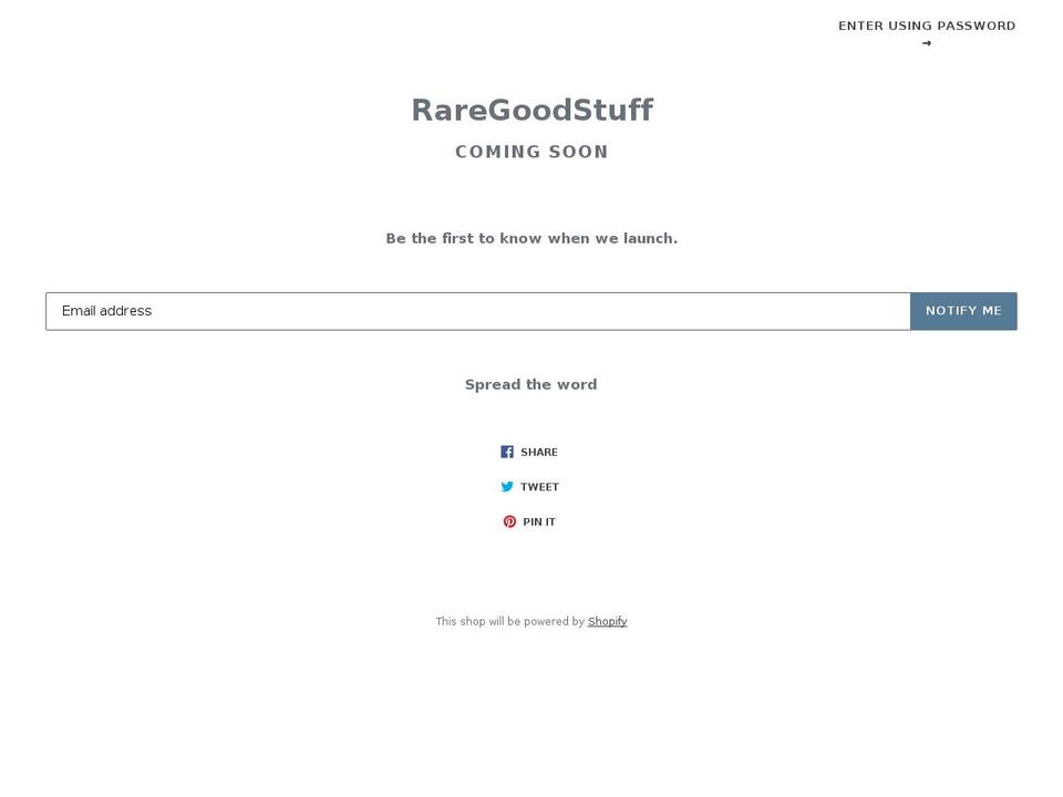 raregoodstuff.com shopify website screenshot