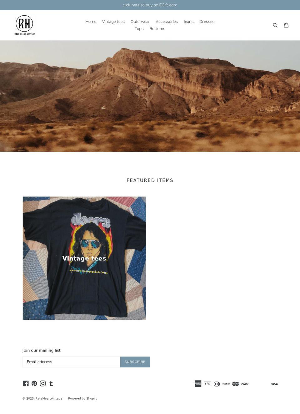 rareheartvintage.com — Shopify storefront screenshot