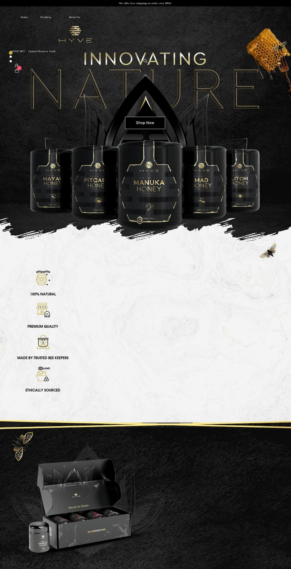 rarehoney.com shopify website screenshot