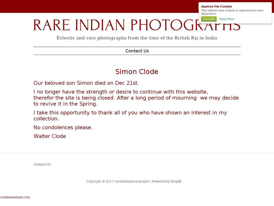 rareindianphotos.com shopify website screenshot