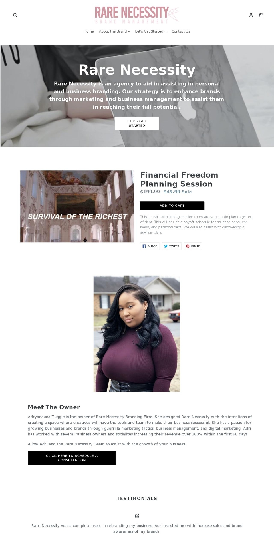 rarenecessity.com — Shopify storefront screenshot
