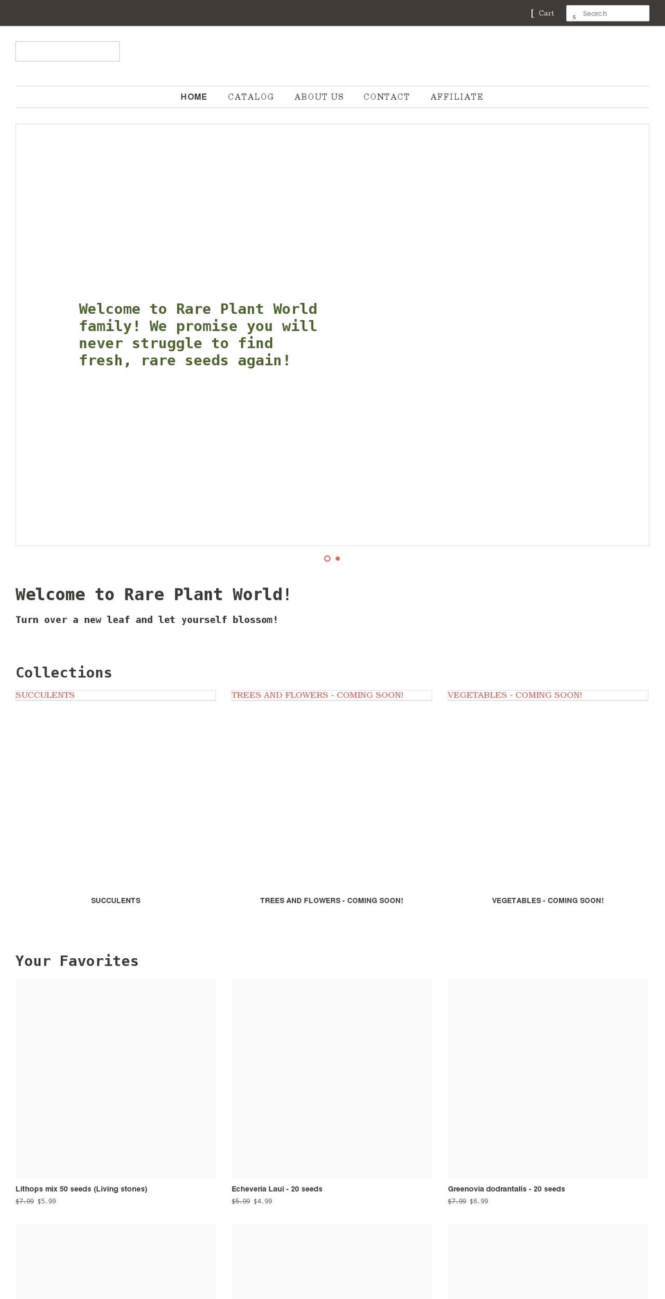 rareplantworld.com shopify website screenshot
