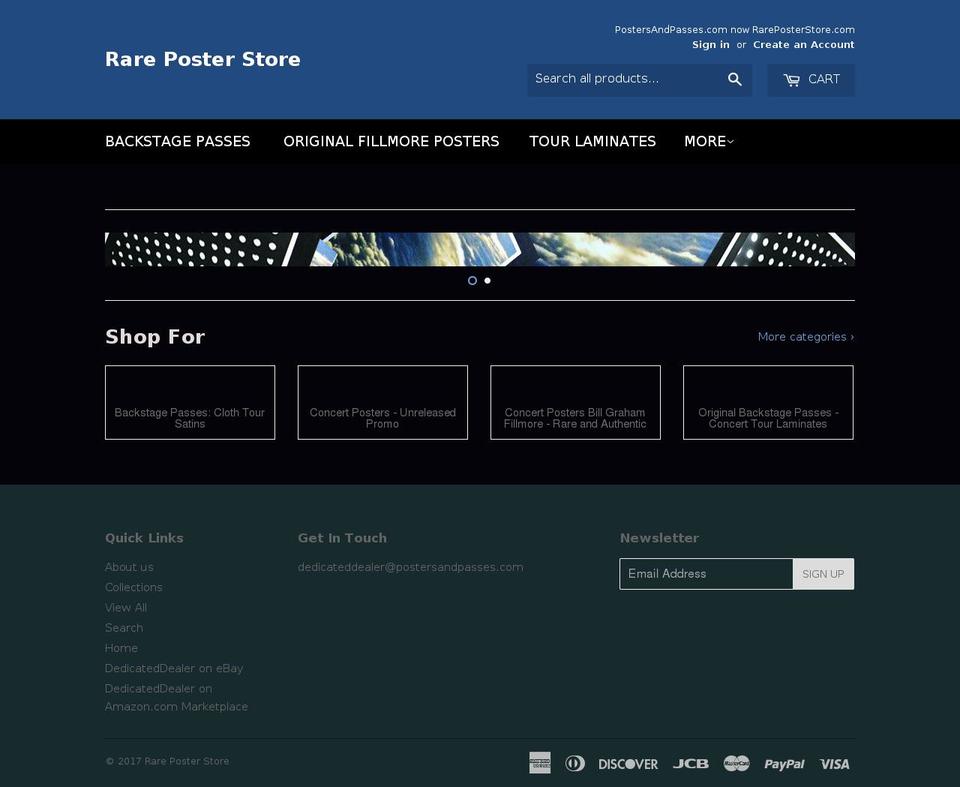 rareposterstore.com shopify website screenshot