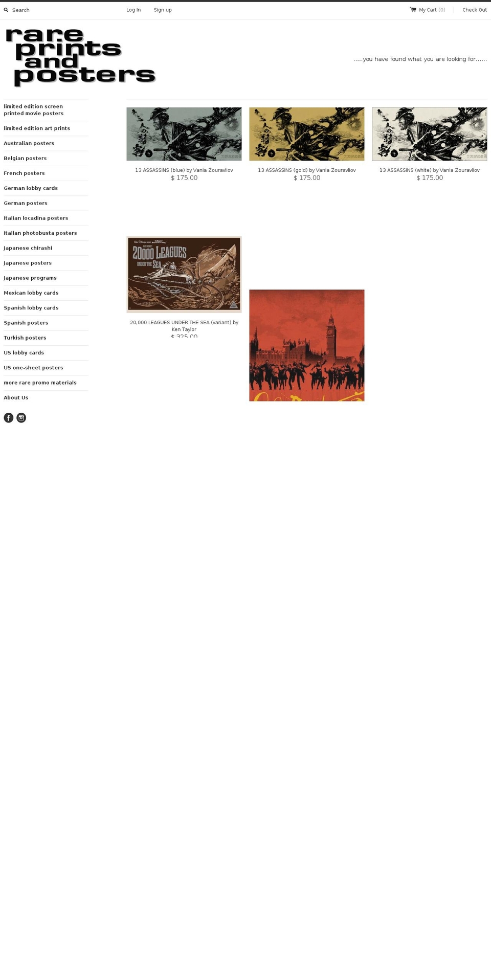 rareprintsandposters.com shopify website screenshot