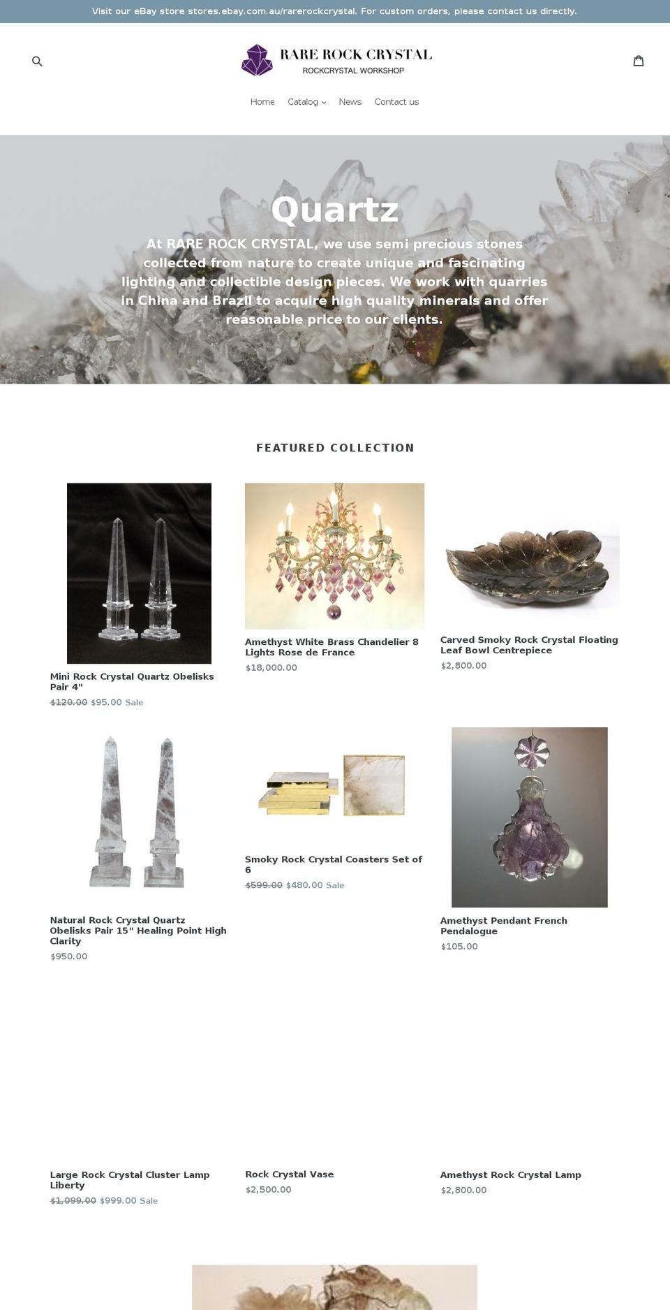 rarerockcrystal.com — Shopify storefront screenshot