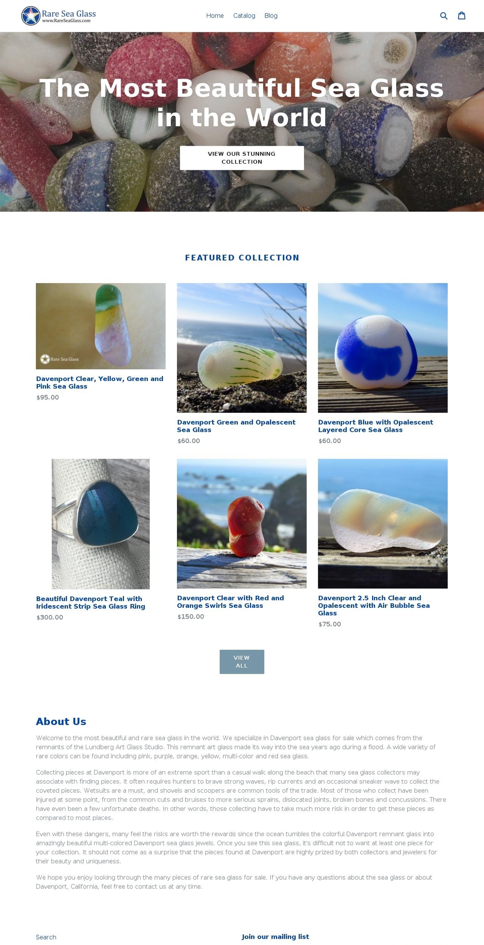 rareseaglass.com — Shopify storefront screenshot