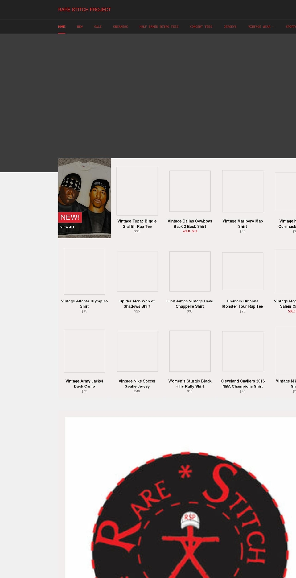 rarestitchproject.com shopify website screenshot