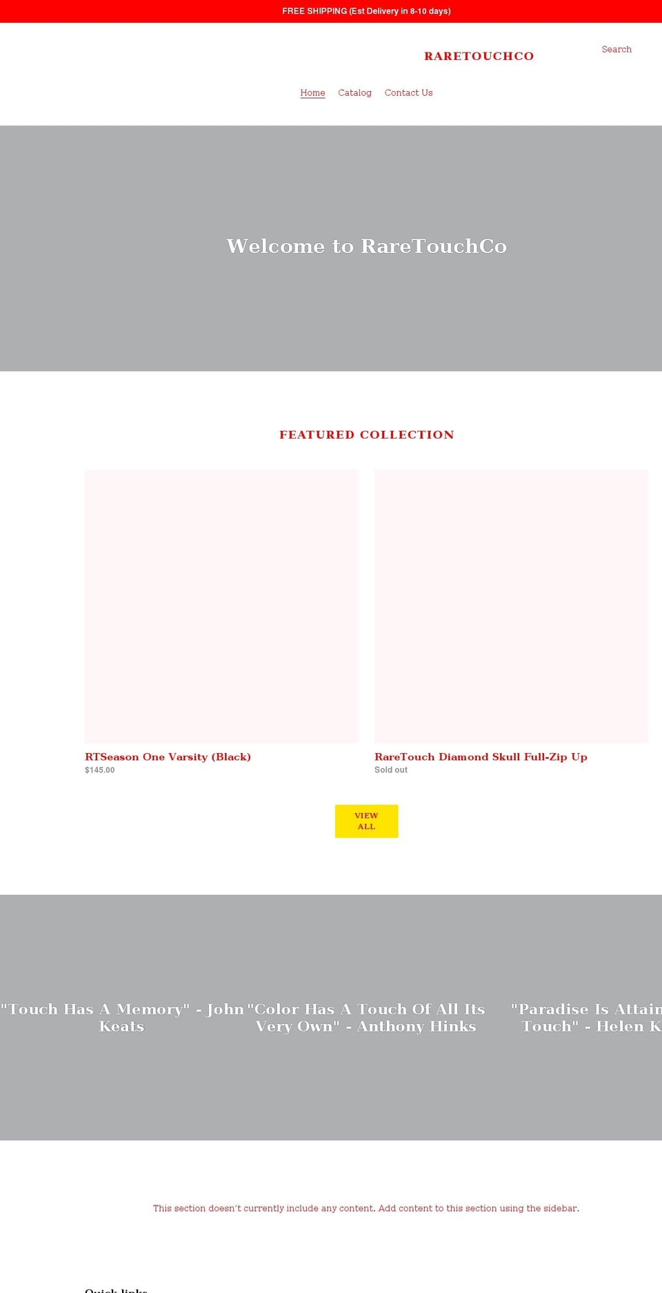 raretouchco.com shopify website screenshot