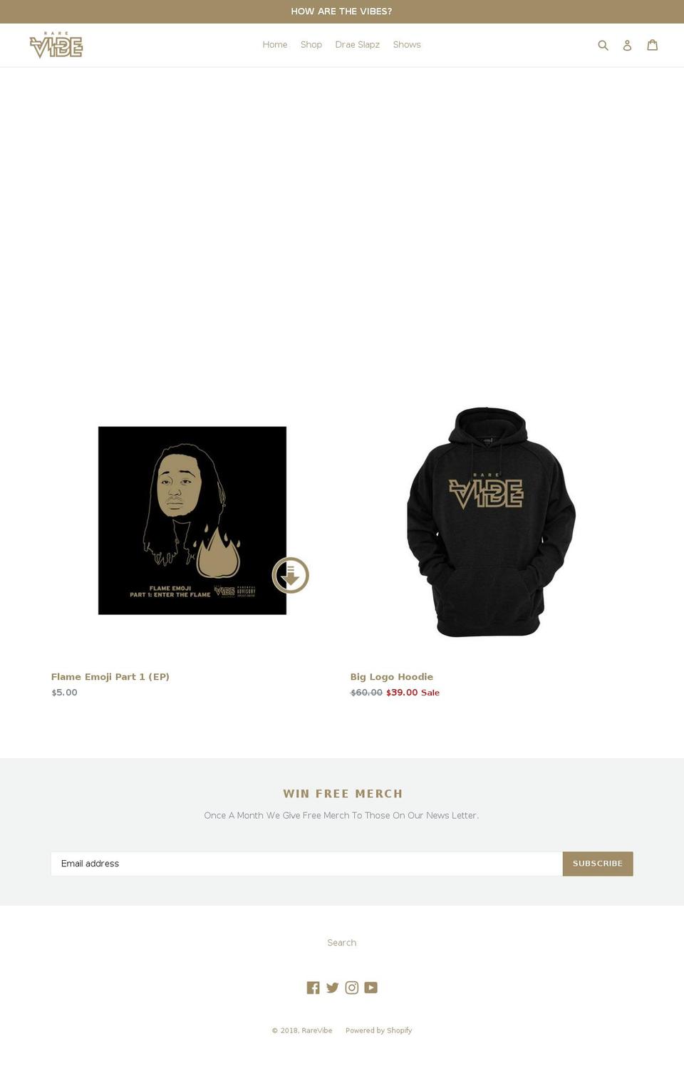 rarevibe.com shopify website screenshot