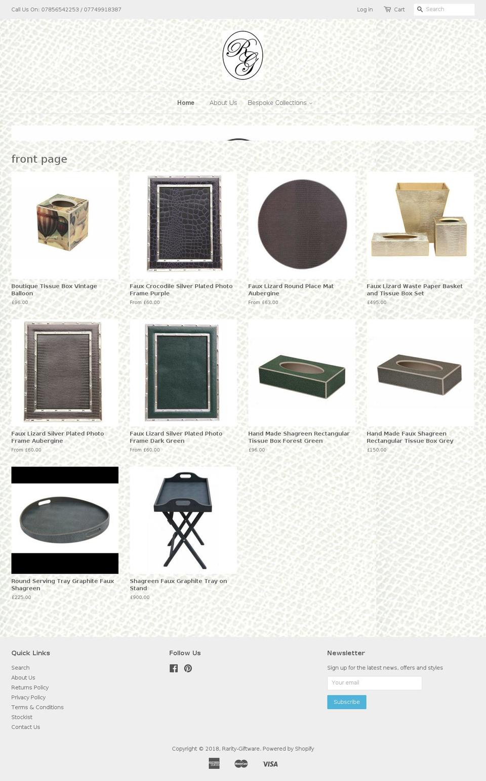 rarity-giftware.com — Shopify storefront screenshot