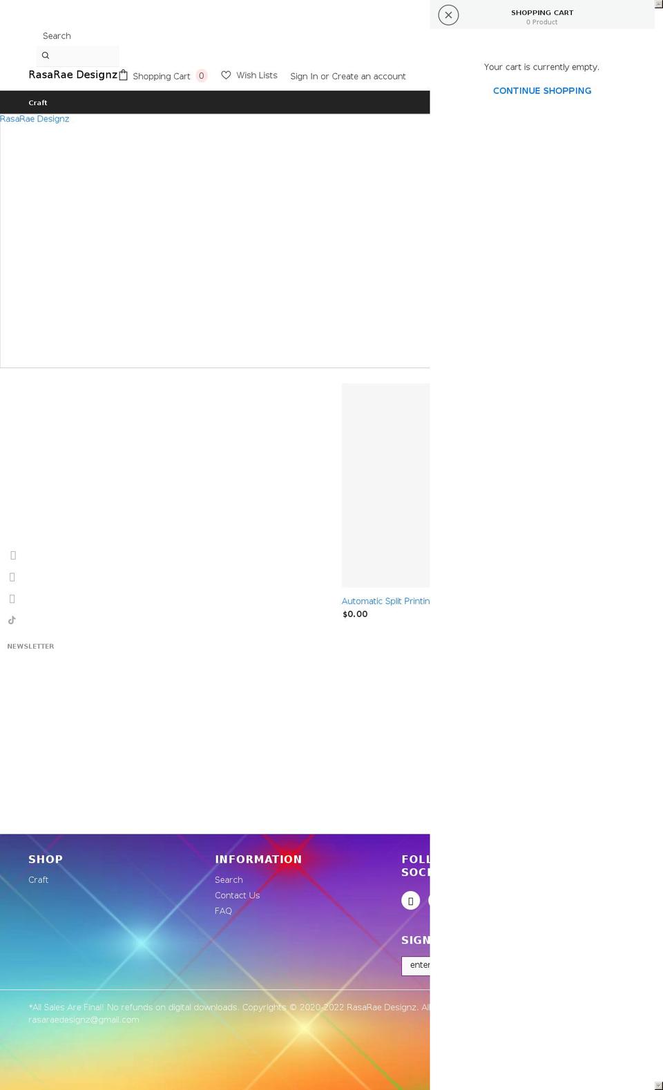 rasaraedesignz.com shopify website screenshot