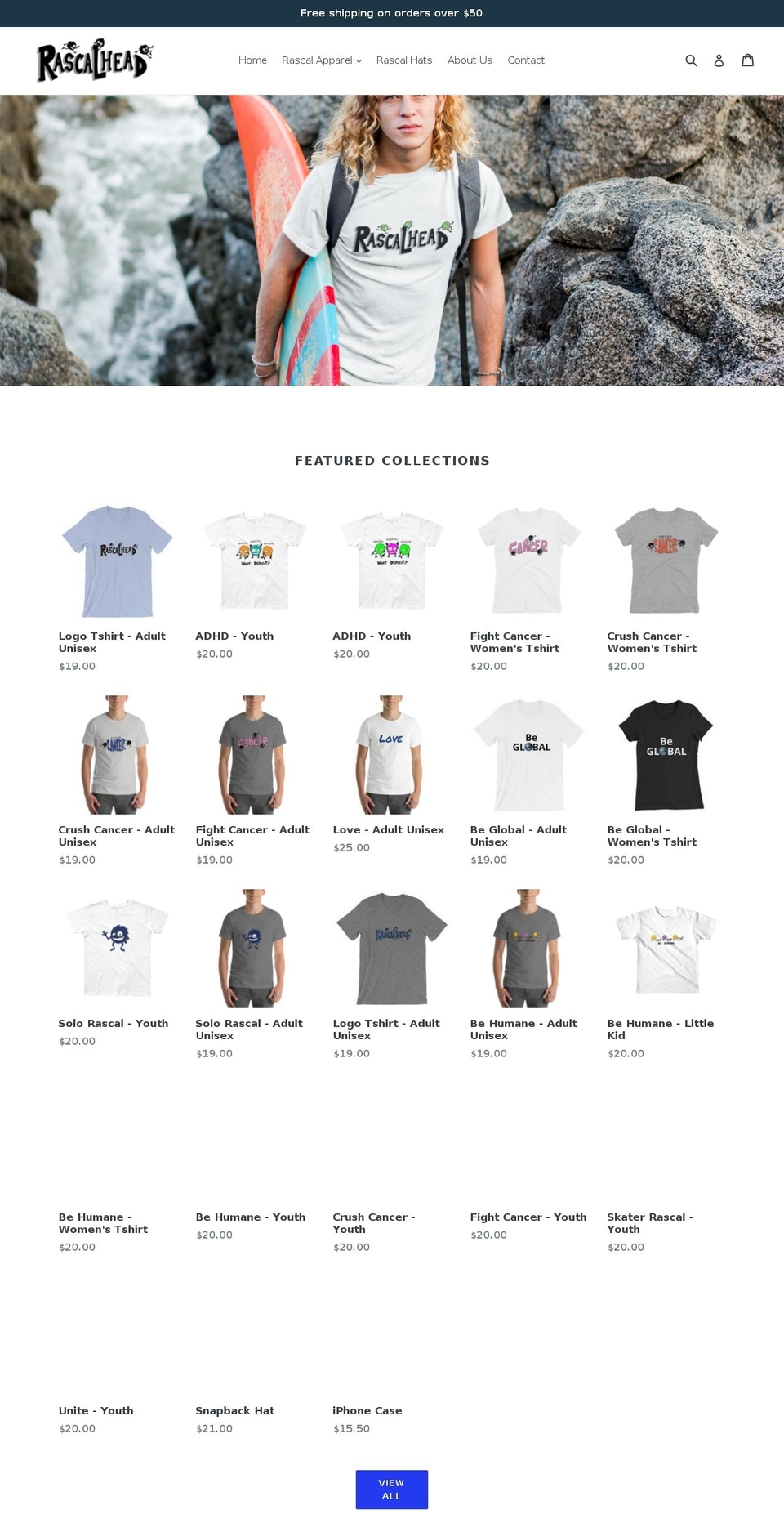 rascalhead.com shopify website screenshot