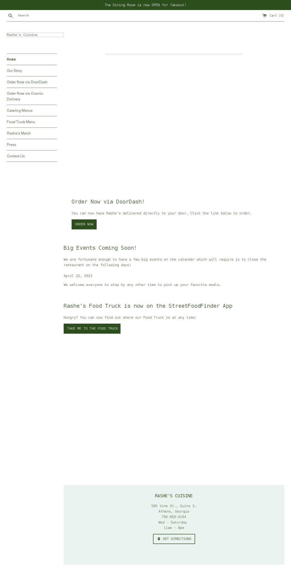 rashecuisine.com shopify website screenshot