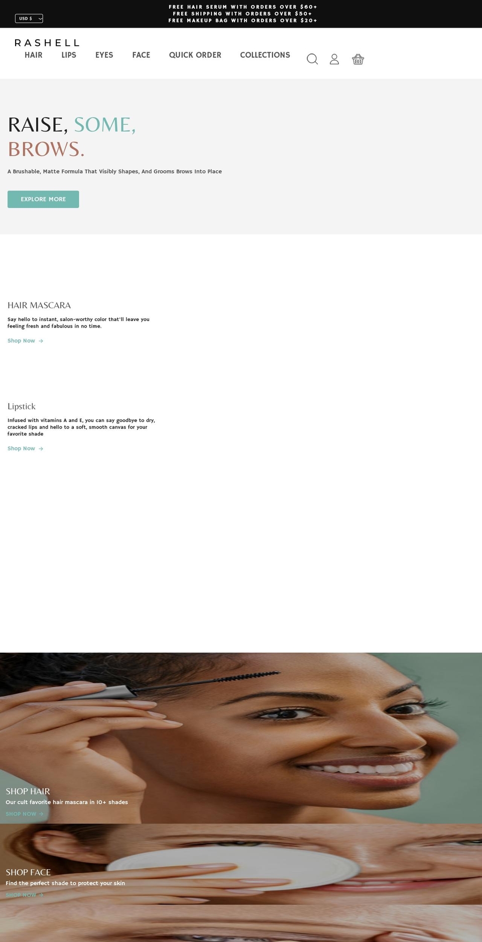 rashell.com shopify website screenshot