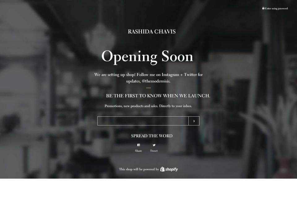 rashidachavis.com — Shopify storefront screenshot