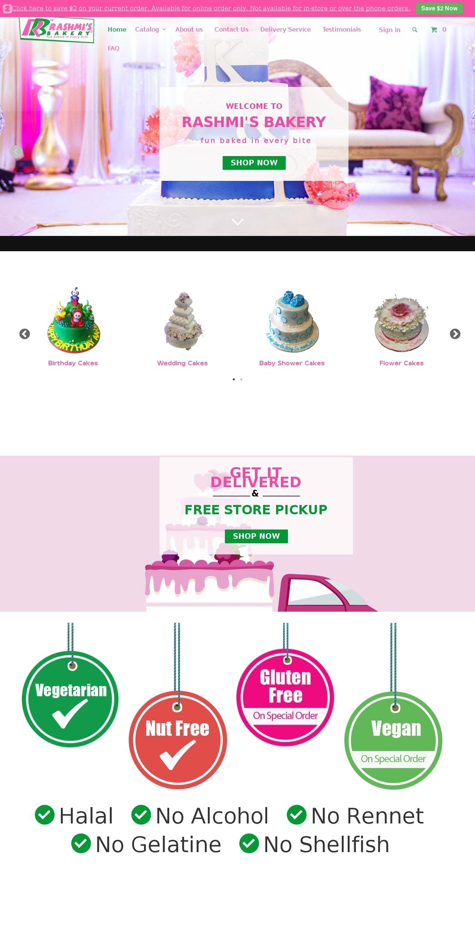 rashmibakery.com — Shopify storefront screenshot