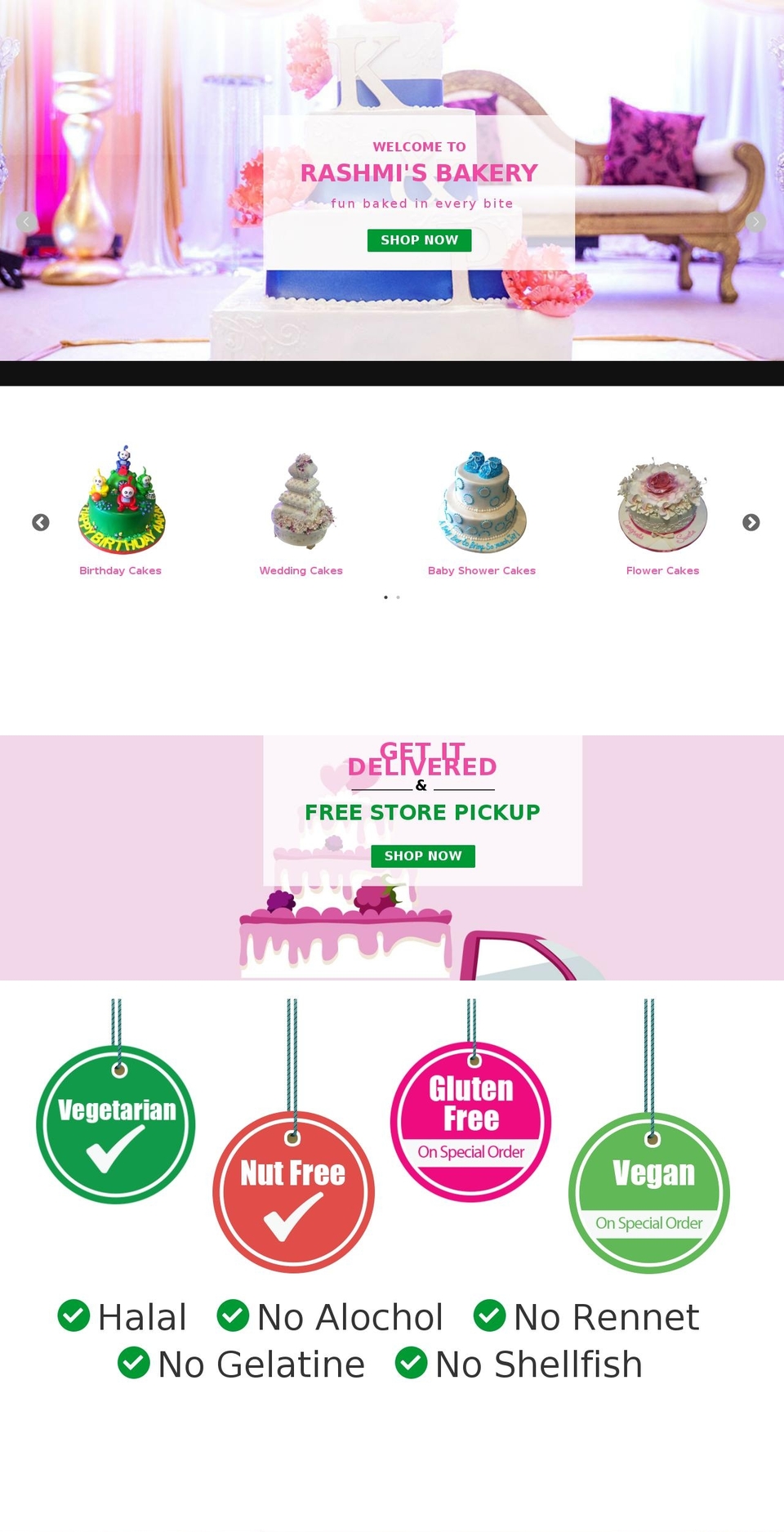 rashmisbakery.com shopify website screenshot