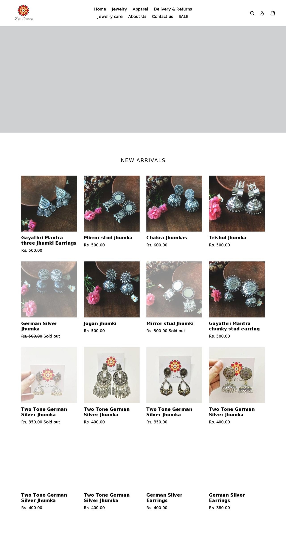 rasicreations.com — Shopify storefront screenshot