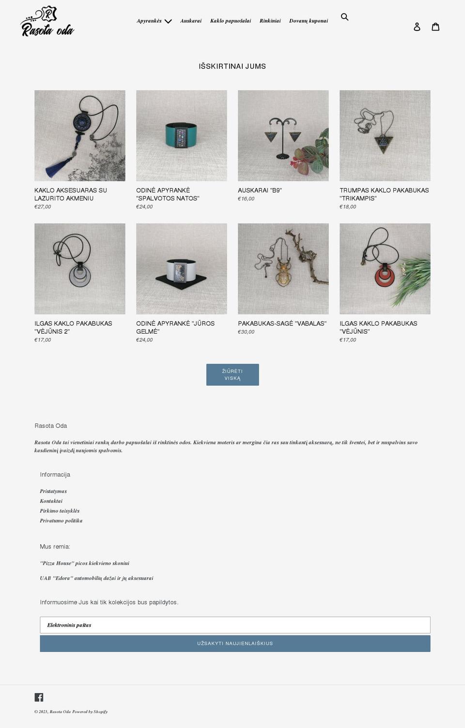 rasotaoda.lt shopify website screenshot