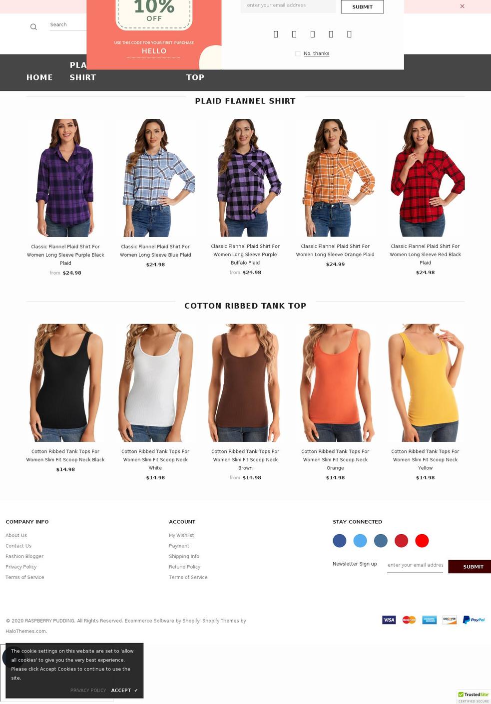 raspberrypudding.com shopify website screenshot