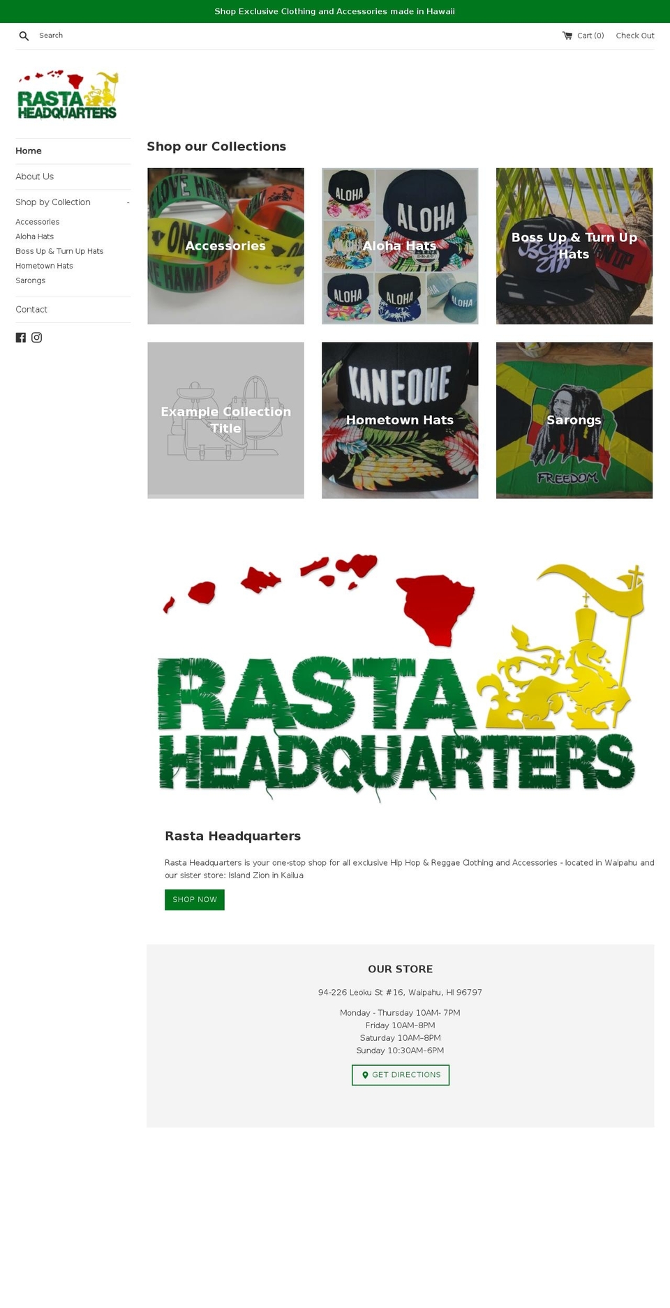 rastaheadquarters.net shopify website screenshot