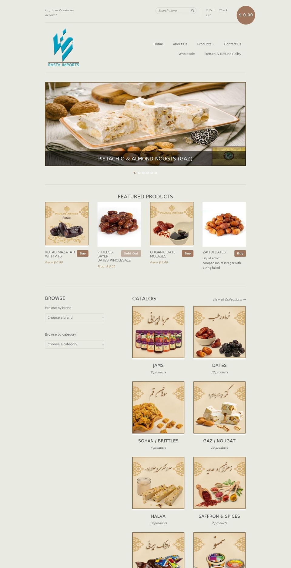 rastaimports.com shopify website screenshot