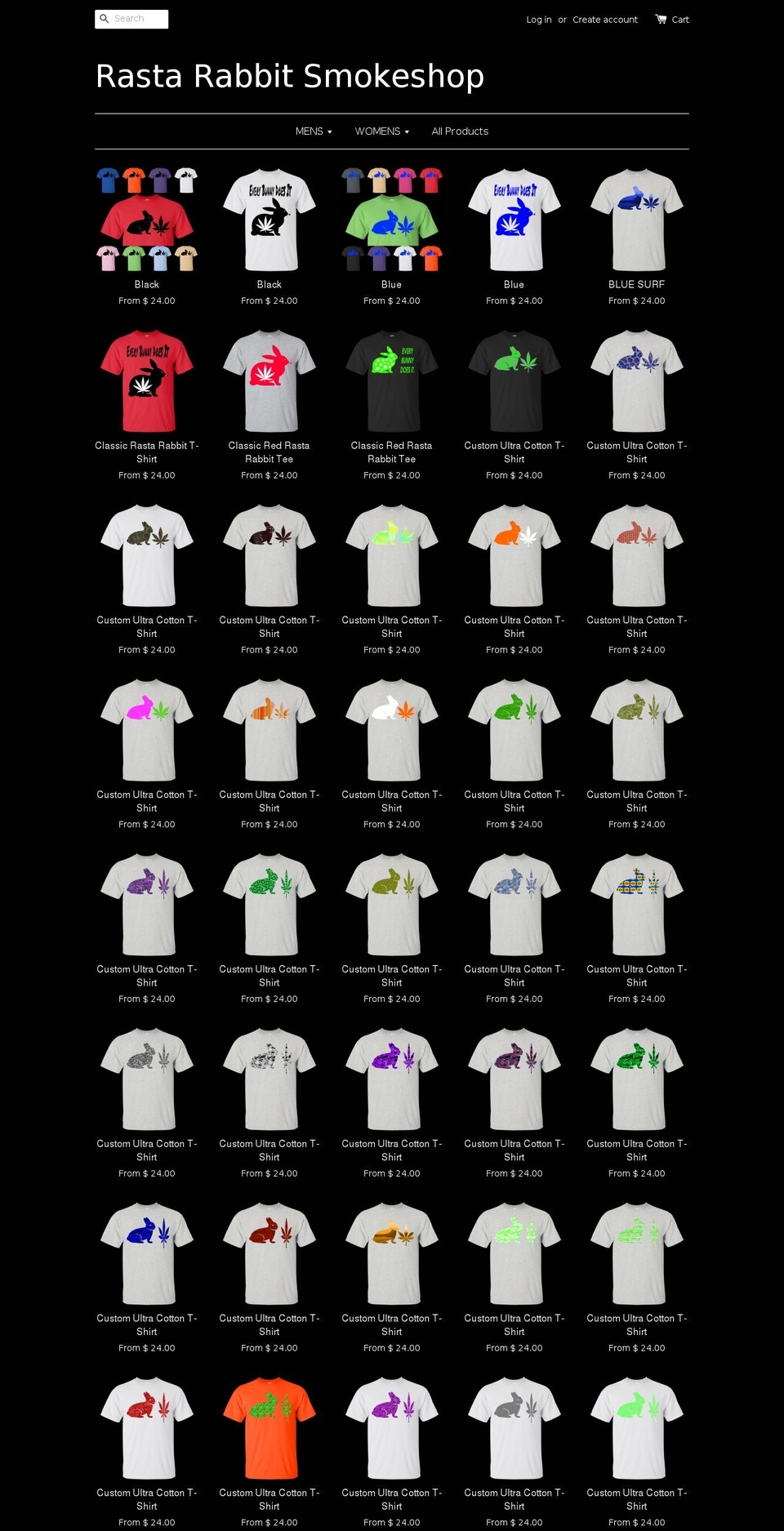 rastarabbitsmokeshop.com shopify website screenshot