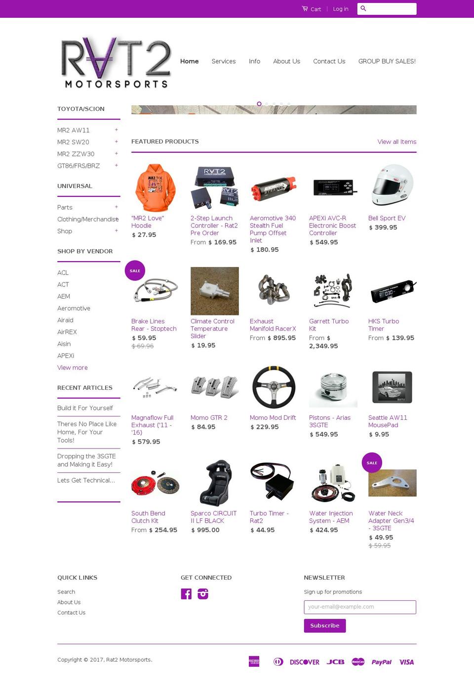 rat2motorsports.com shopify website screenshot
