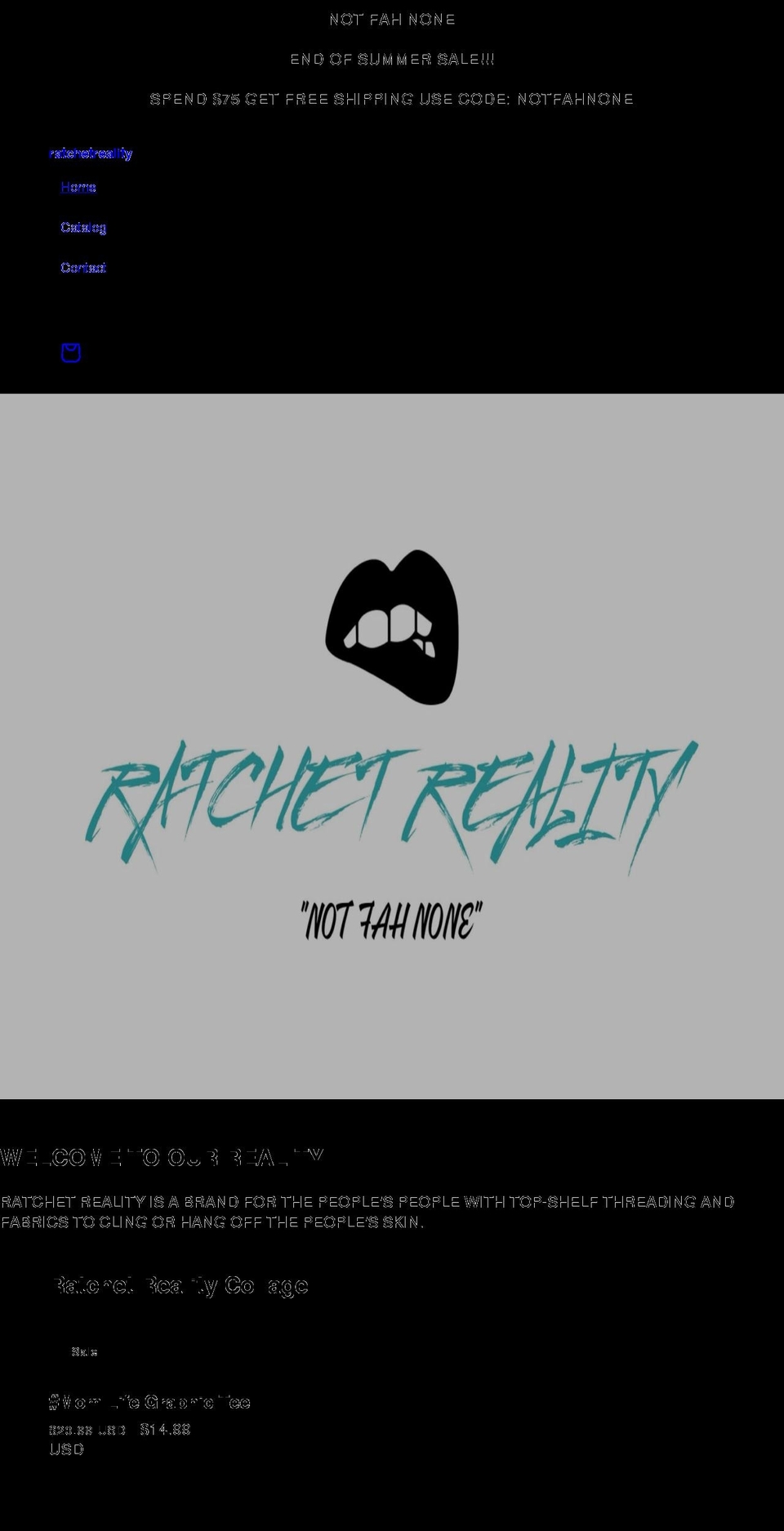 ratchetreality.com shopify website screenshot