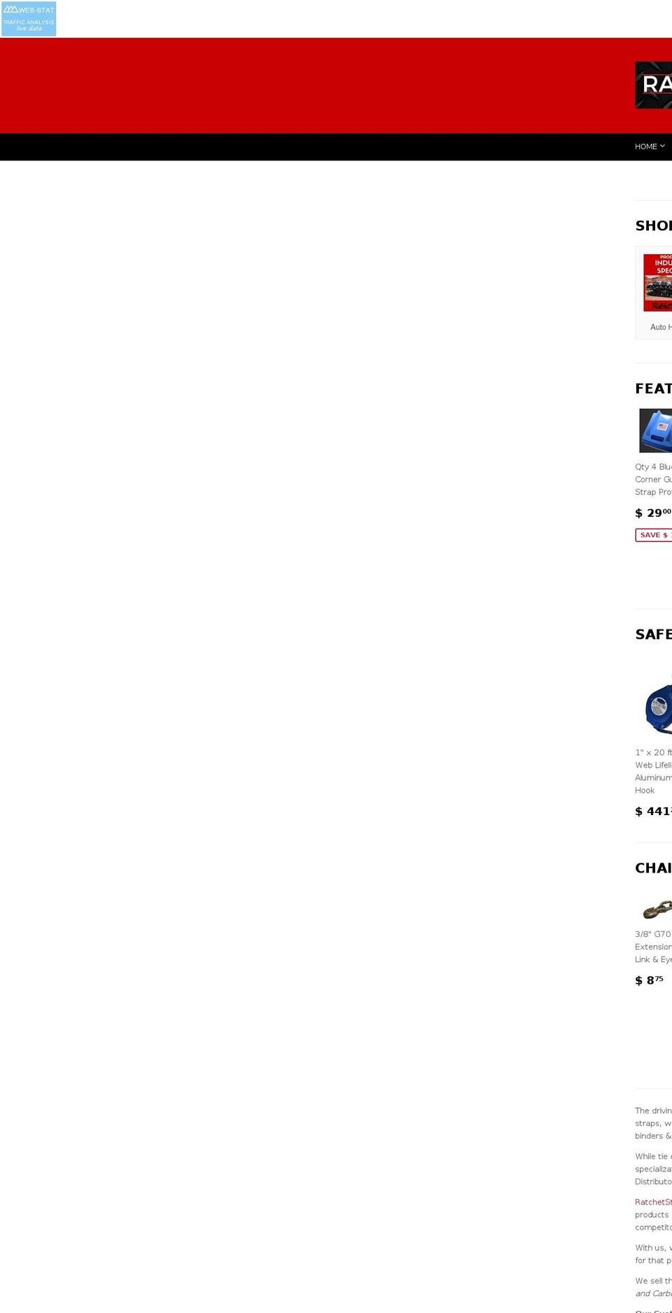 ratchetstrap.com shopify website screenshot