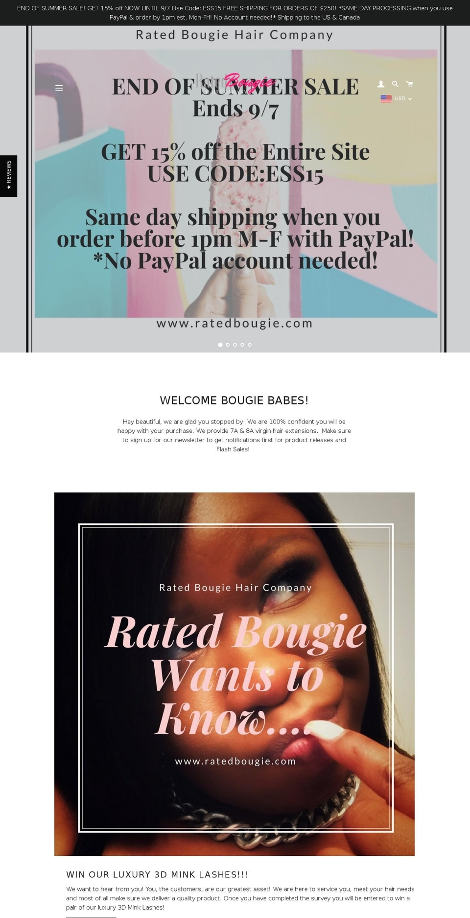 ratedbougie.com — Shopify storefront screenshot