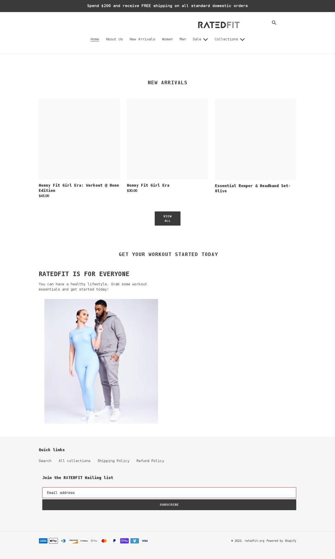 ratedfit.org shopify website screenshot