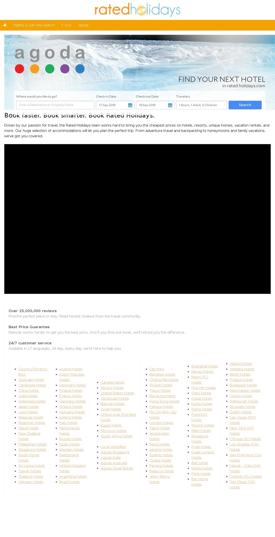 ratedholidays.com shopify website screenshot