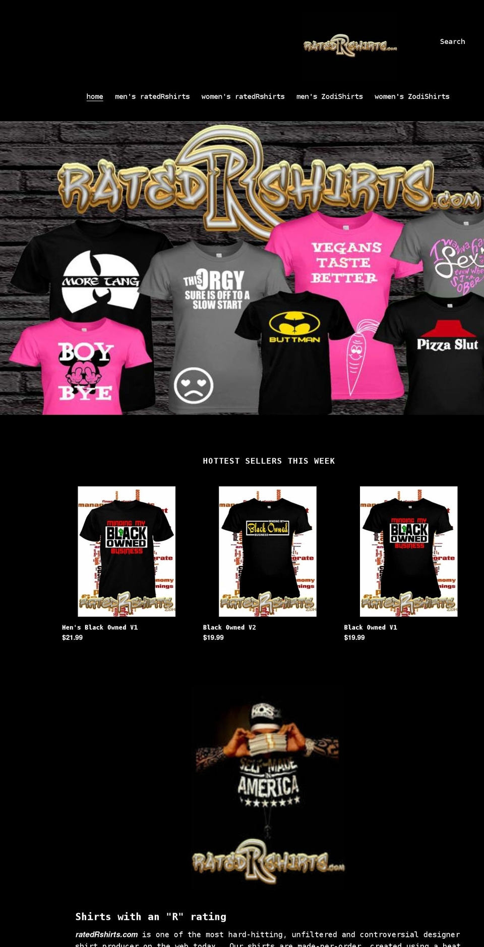 ratedrshirts.com shopify website screenshot