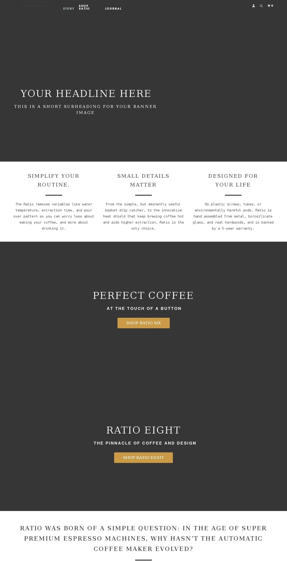 ratio-coffee.ca shopify website screenshot