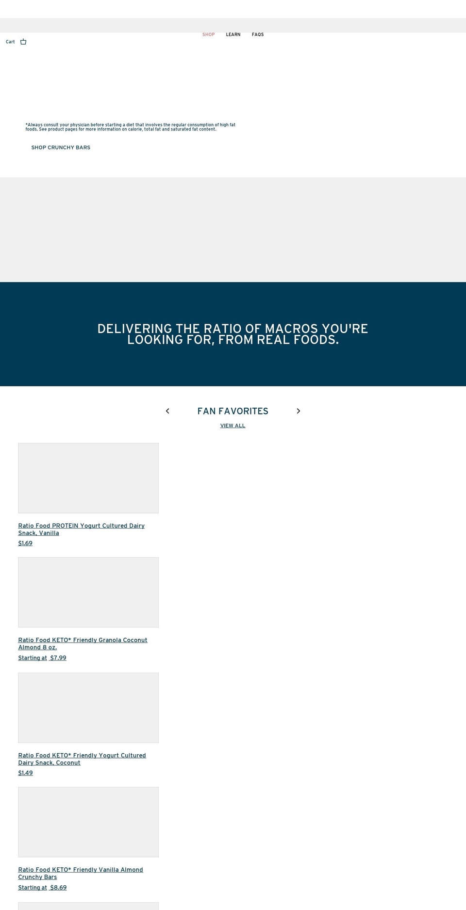 ratiofood.com shopify website screenshot