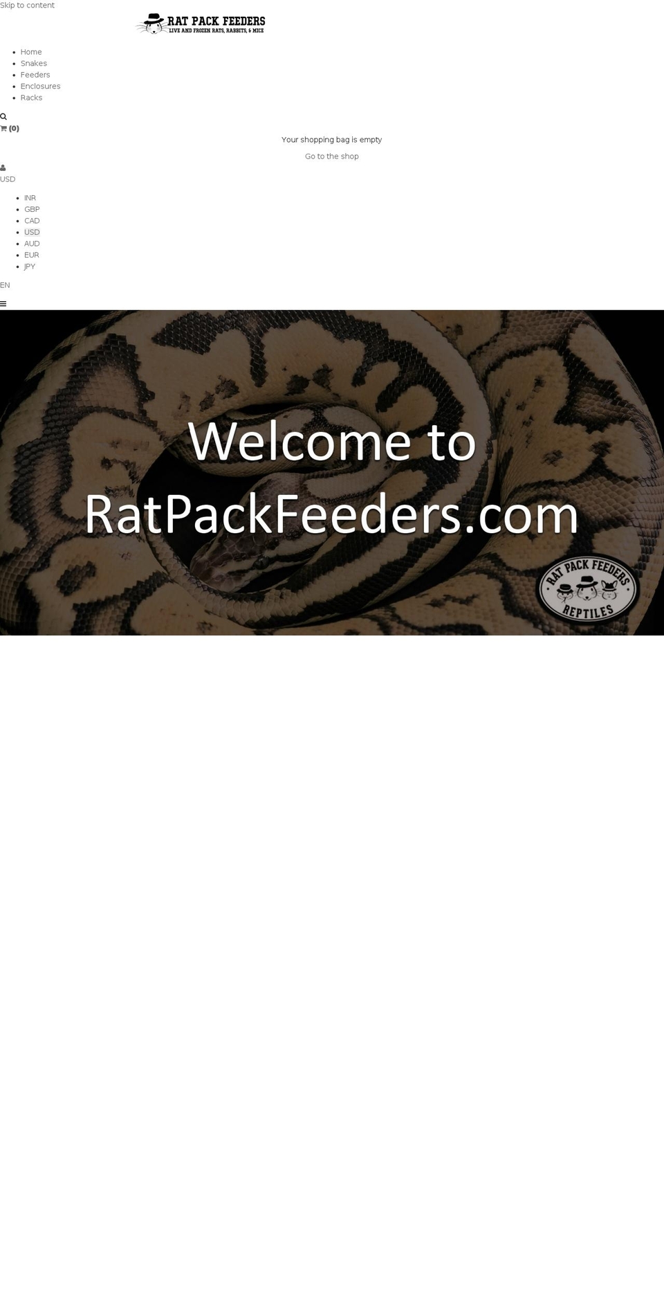 Homepage Shopify theme site example ratpackfeeders.com